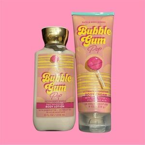 NIB Bath & Body Works Bubble Gum Pop Moisturizer Set - Pink and Gold